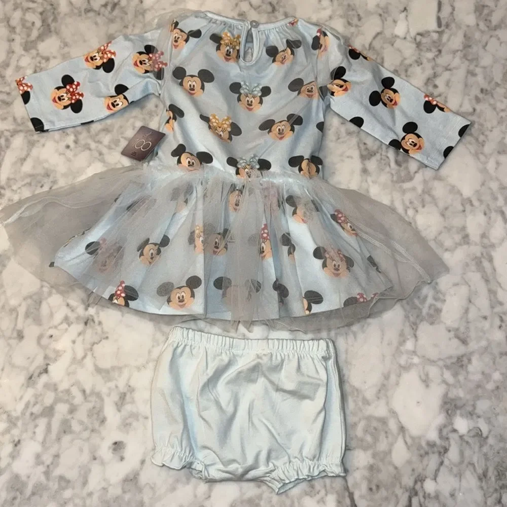 NWT Monica & Andy Disney 100 Collection Blue Baby Dress with Tulle 6/9M - Picture 9 of 11